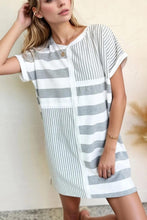 Load image into Gallery viewer, Stripe Mixed Short Sleeve Shift Mini Tee Dress
