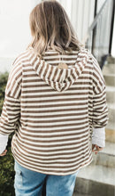 Load image into Gallery viewer, Plus Size Stripe Quarter Buttons Hoodie
