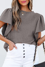 Load image into Gallery viewer, Solid Textured Flutter Sleeve Top
