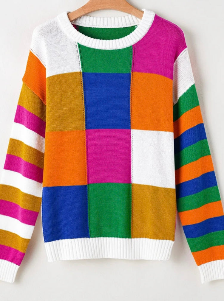 Color Block Long Sleeve Sweater