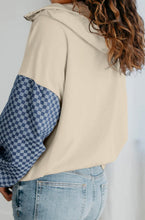 Load image into Gallery viewer, Checkered Patchwork Kangaroo Pocket Half Zipper Hoodie

