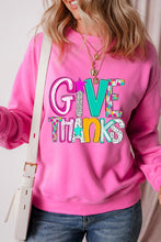 Load image into Gallery viewer, GIVE THANKS BONBON PINK SWEATSHIRT **SHIPPING EXPECTED TO BEGIN ON DATE 10/25**
