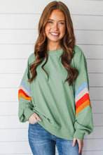 Load image into Gallery viewer, Hard to leave Moonlight Jade RainbowCrew Neck Loose Sweatshirt
