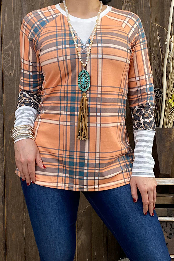 Orange Plaid Longsleeves