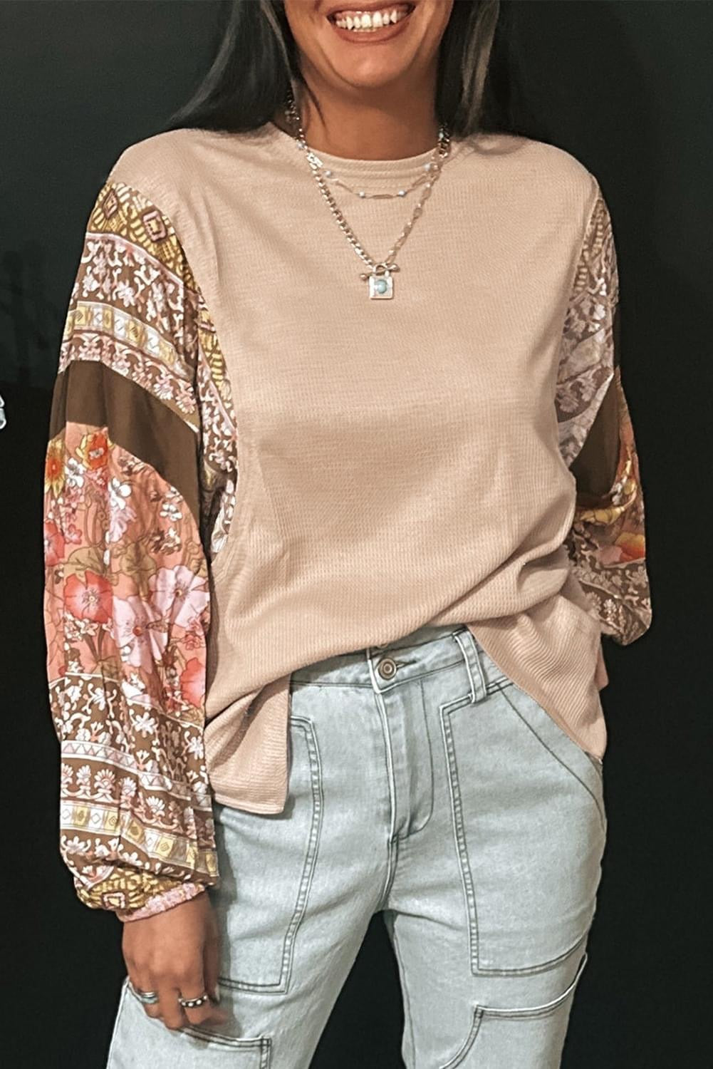 Contrast Floral
waffle knit Top