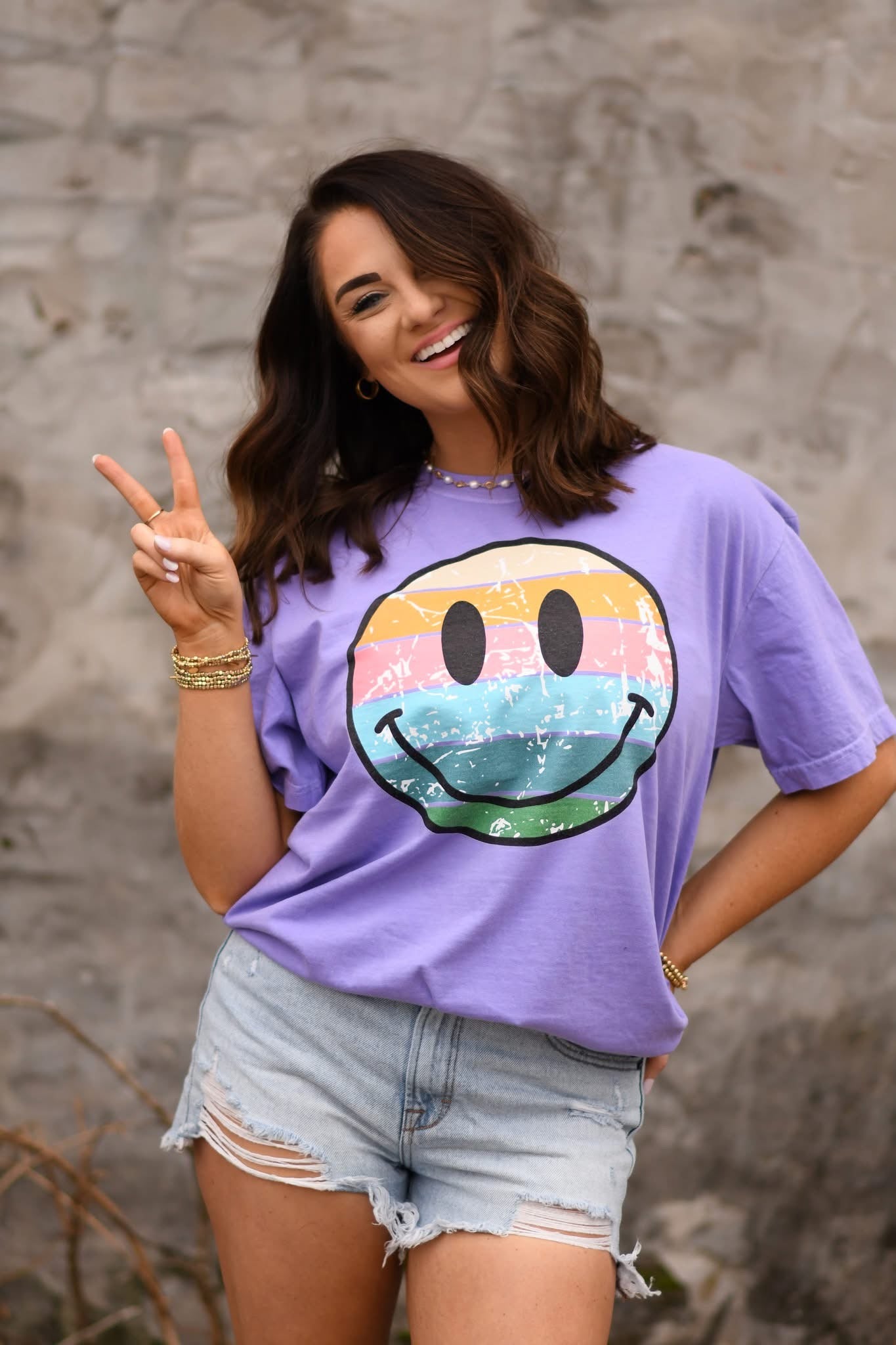 Striped Sm!ley Tee