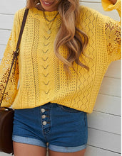 Load image into Gallery viewer, Openwork Round Neck Long Sleeve Sweater
