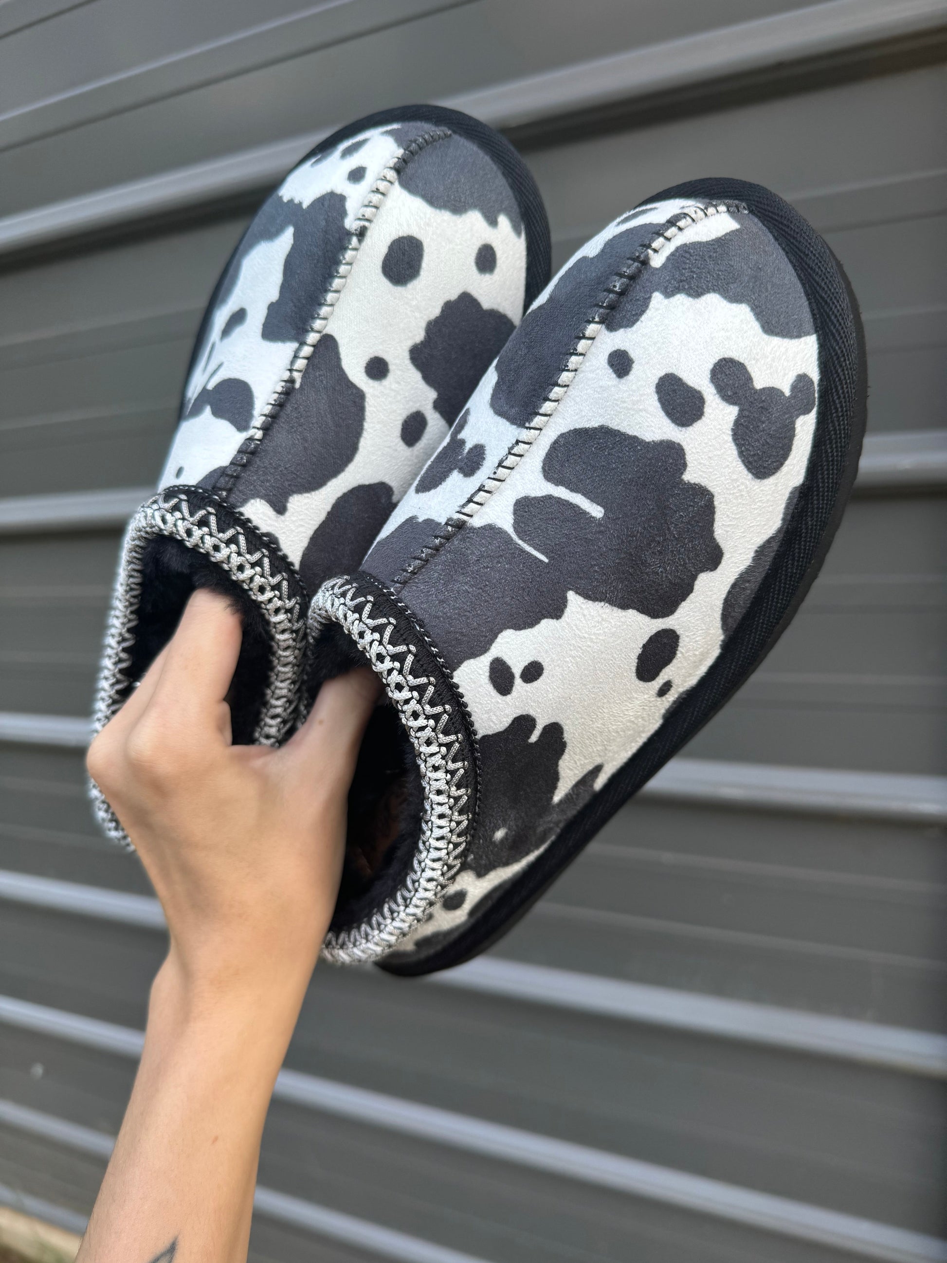 Cow print bruin slippers Gunpowder and Lace Boutique Nac