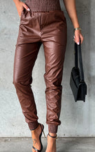 Load image into Gallery viewer, Smocked High Waist Leather Skinny Pants
