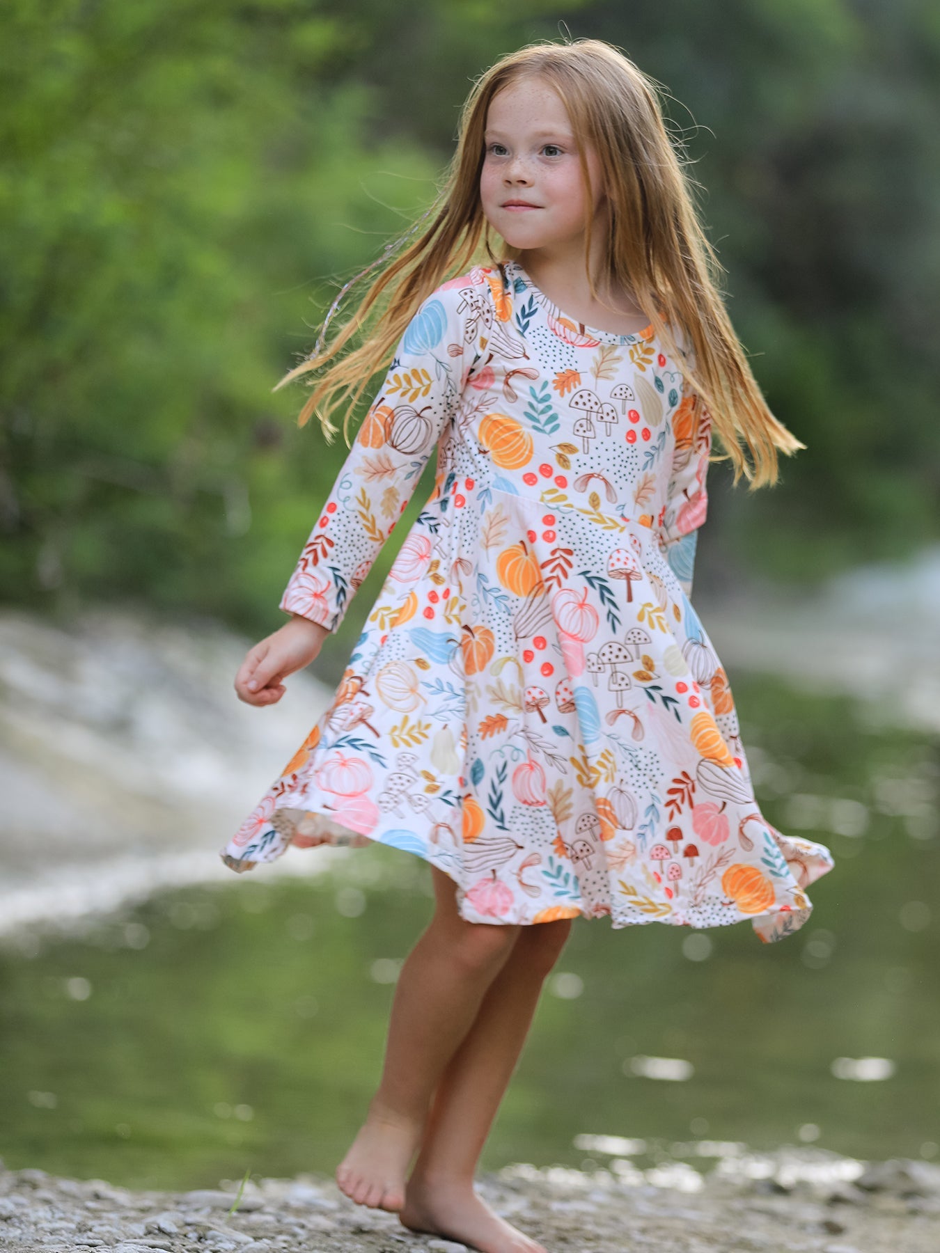 Fall Thanksgiving Pumpkin Leaf Print Dress Rylee Faith Designs