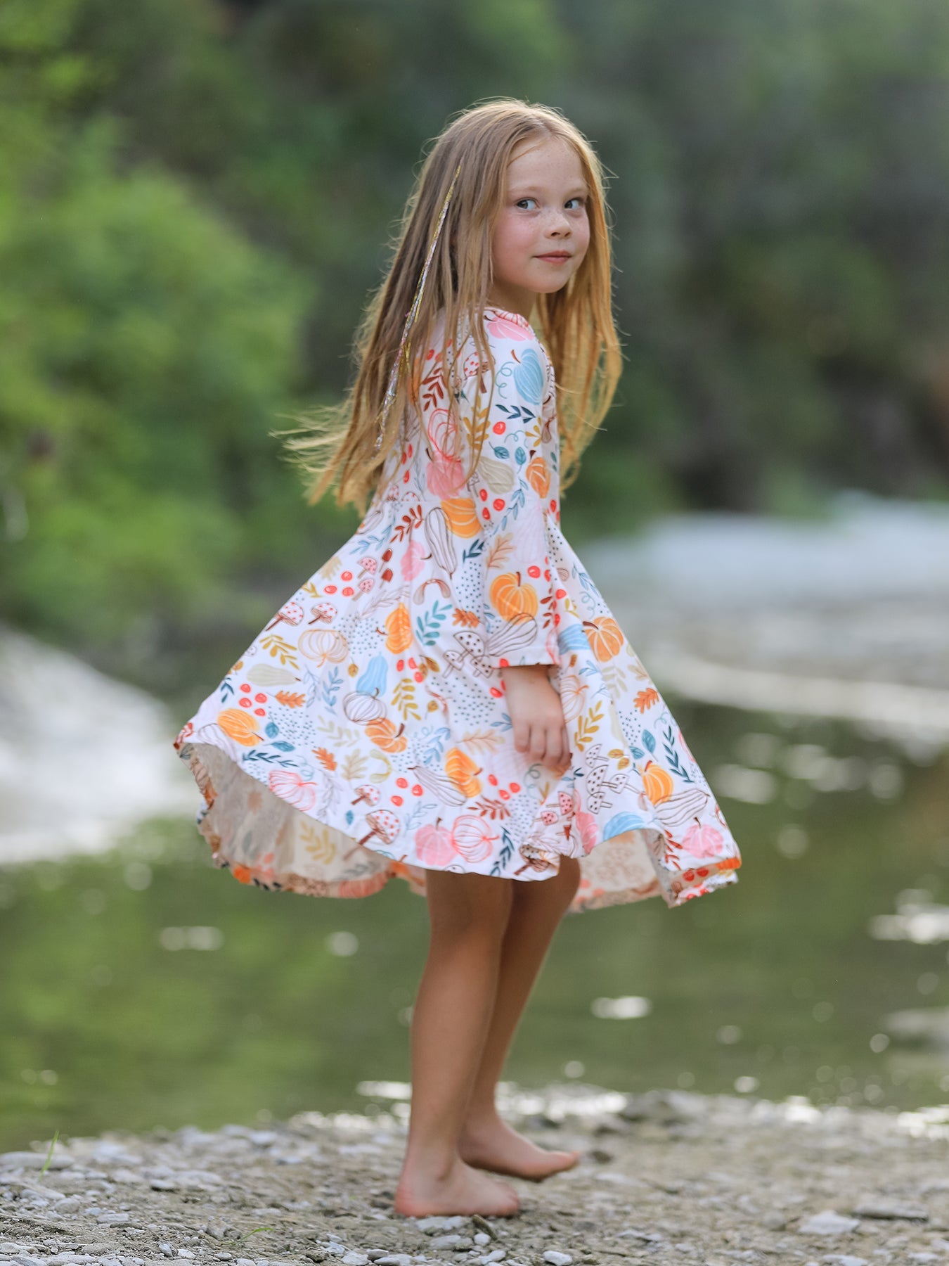 Fall Thanksgiving Pumpkin Leaf Print Dress Rylee Faith Designs