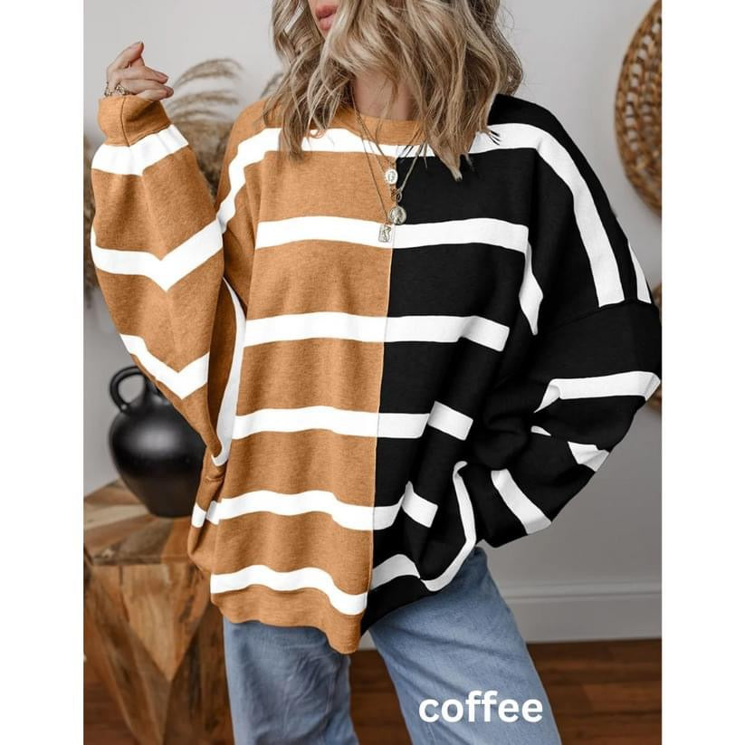Stripe Colorblock Oversized Sweater