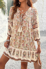 Load image into Gallery viewer, Apricot Floral Tassel 
mini dress
