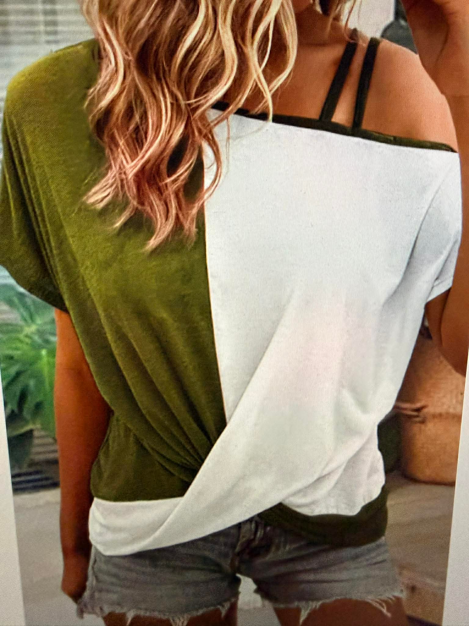 Green Asymmetric Twist Detail Top