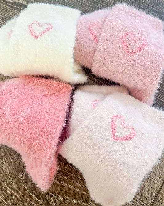 Fuzzy Valentine Heart Socks