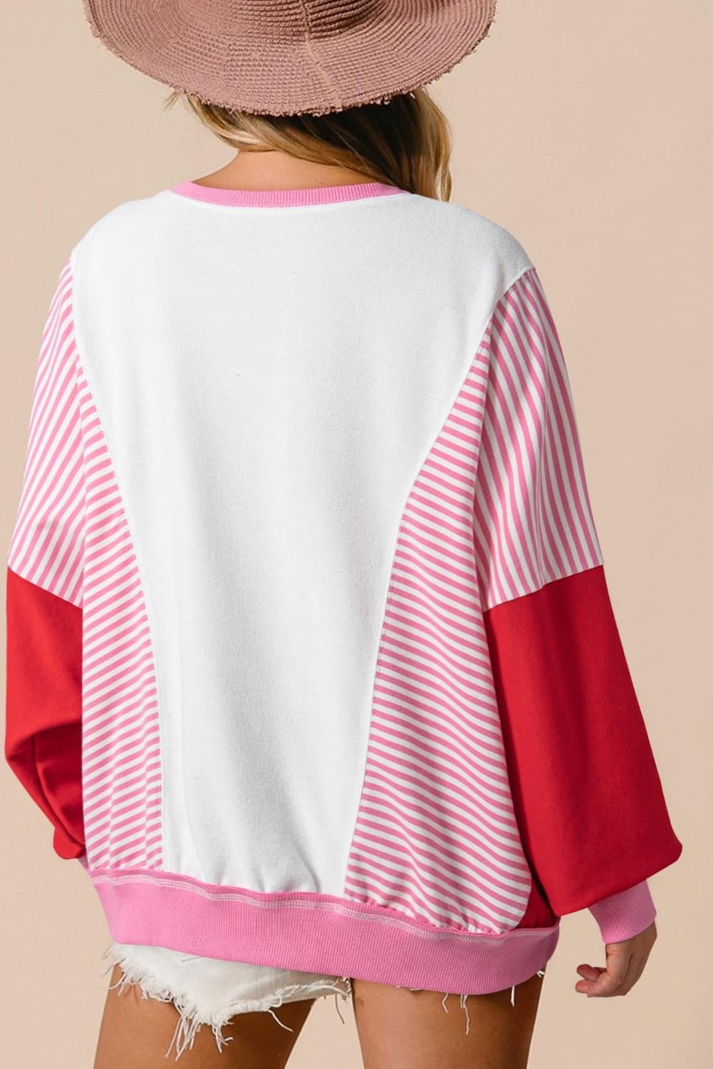 Red Striped 
Batwing Sweatshirt