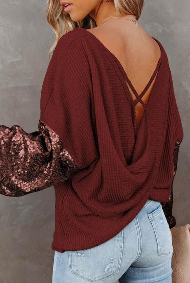 Maroon Glitter Sleeves