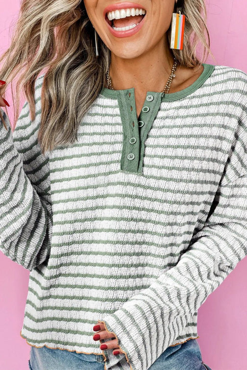 Kensley Green Stripe Long Sleeve Top