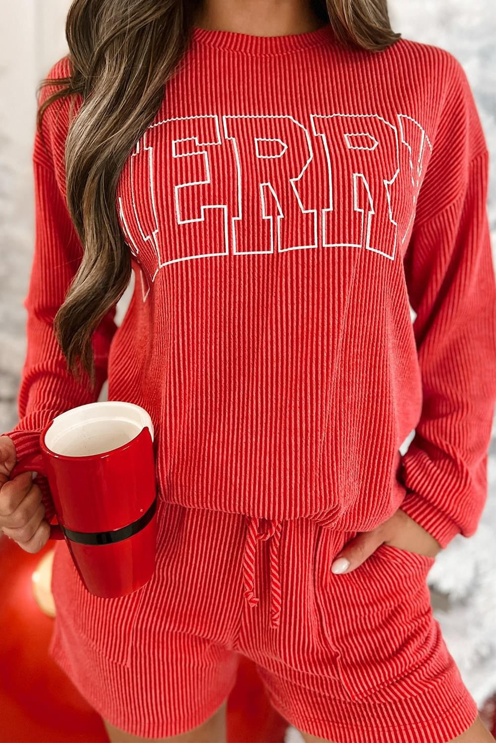 MERRY Long Sleeve Top & Shorts Set