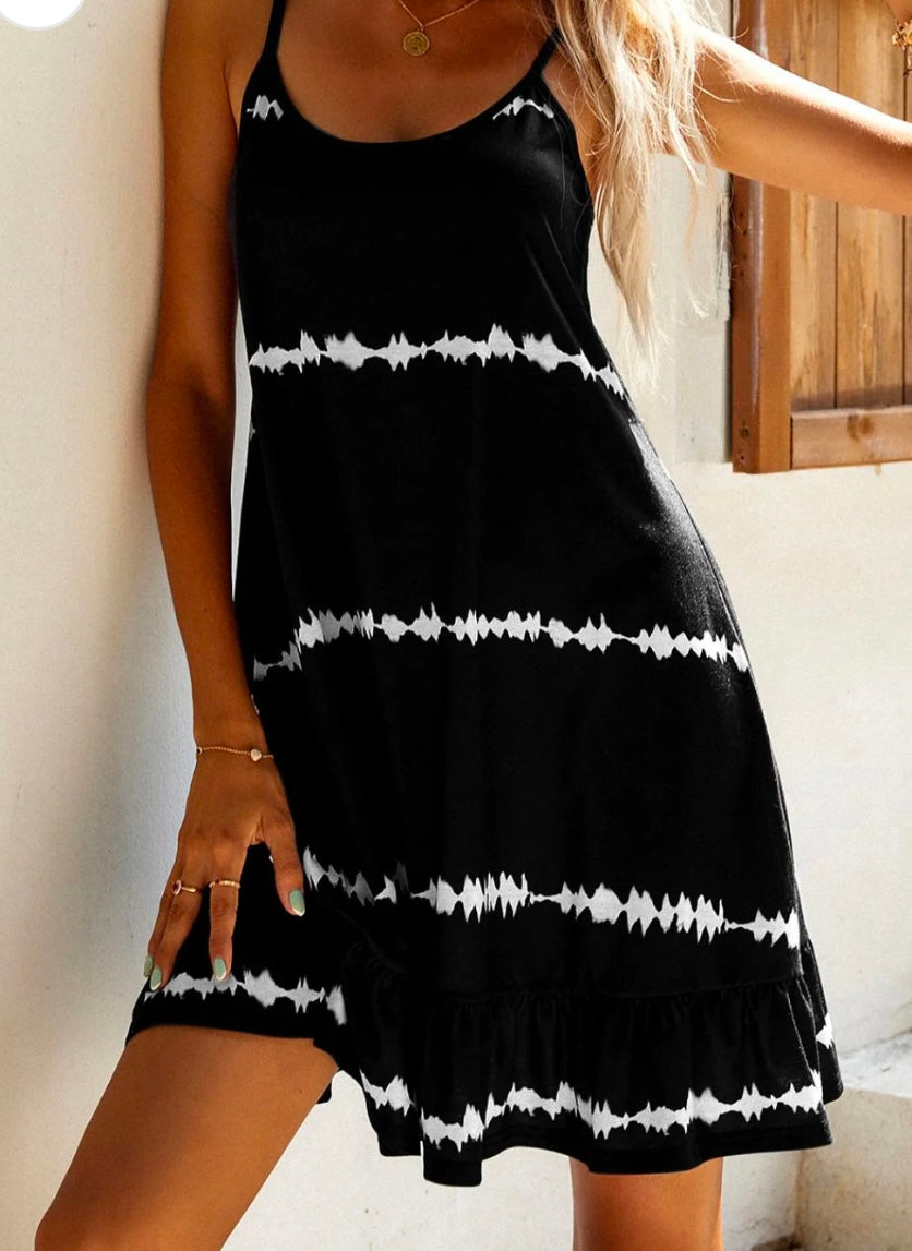 Devine Contrast Printed Scoop Neck Mini Cami Dress
