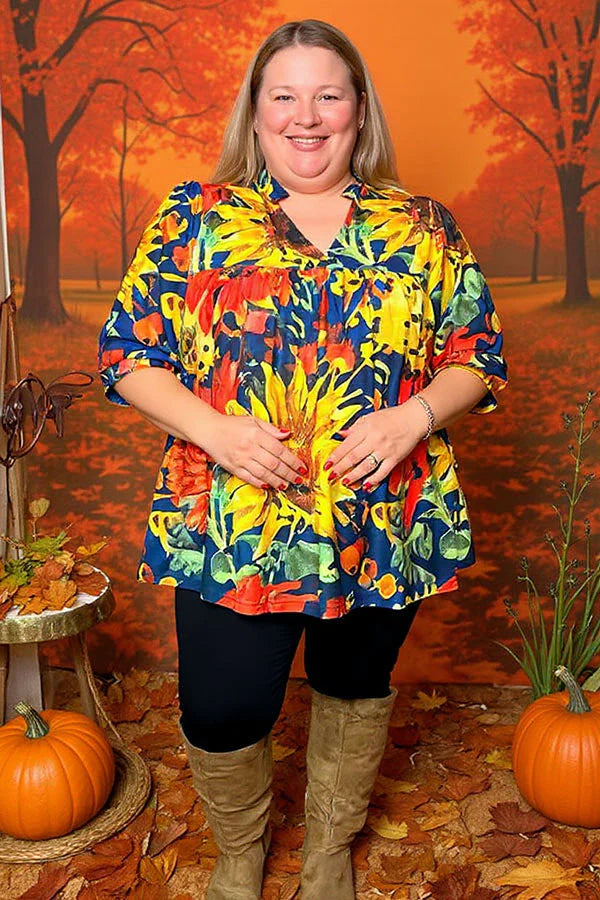 Floral Print half sleeve Baby doll top