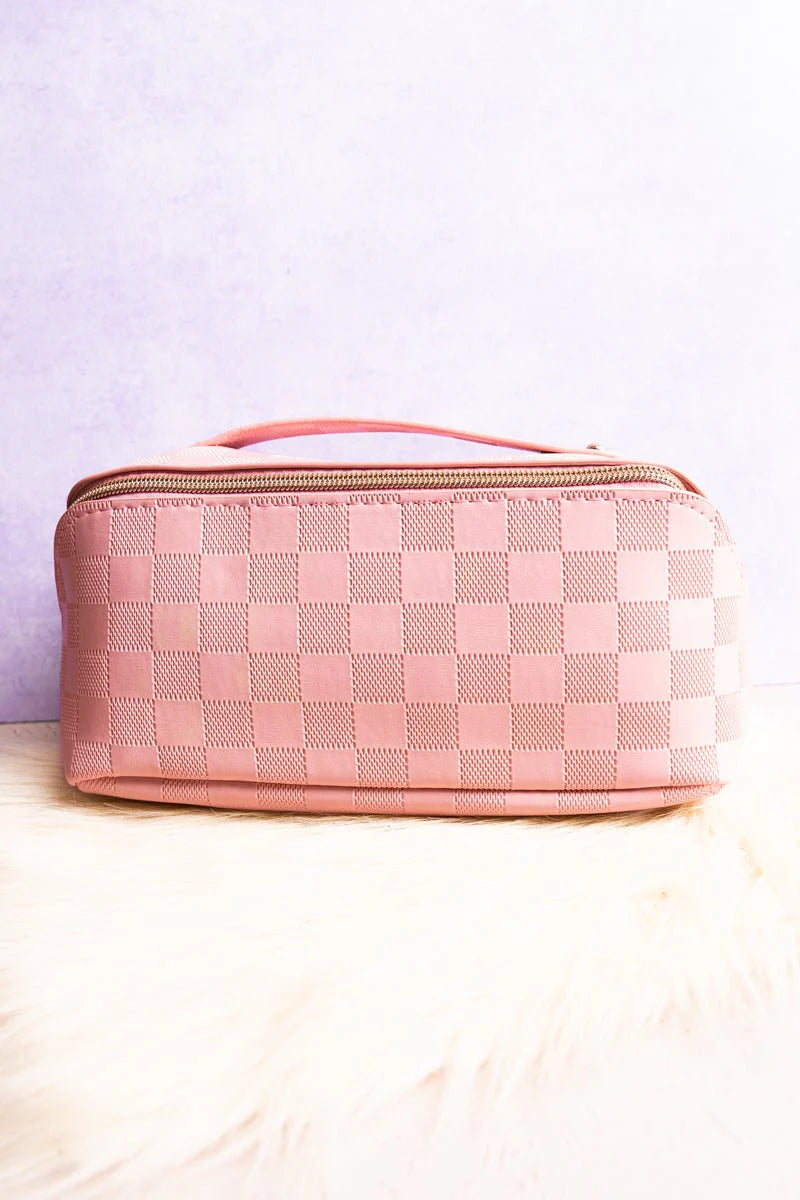 Checkered expandable Makeup Bag