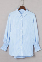 Load image into Gallery viewer, ALL THE BEST SKY BLUE SMOCKED CUFF BUTTON SHIRT
