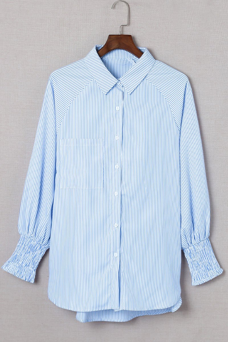 ALL THE BEST SKY BLUE SMOCKED CUFF BUTTON SHIRT