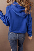 Load image into Gallery viewer, Dark Blue Drawstring Cropped Hoodie
