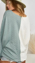 Load image into Gallery viewer, BiBi Twist Front Contrast Cable Knit Top
