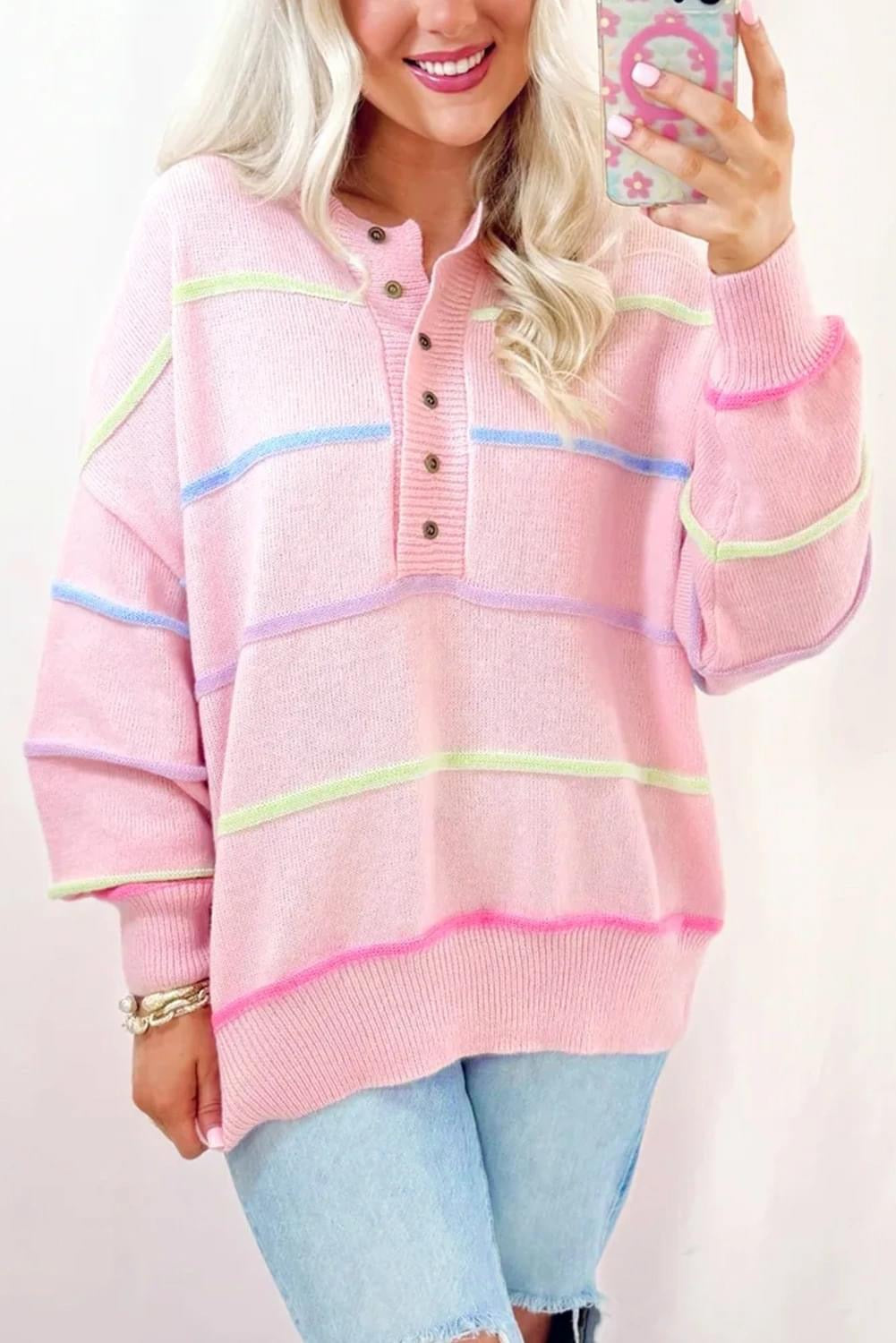 Rainbow Stripes Cozy Sweater