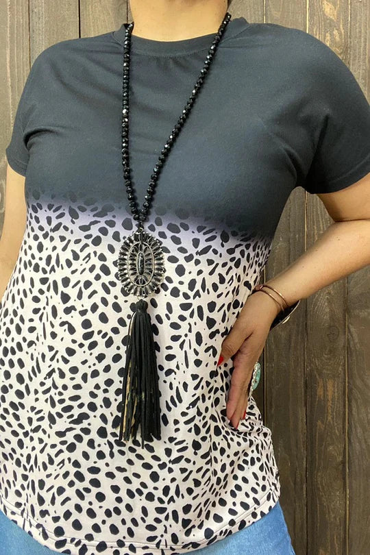 Black/White Leopard Top