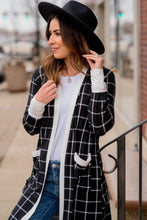 Load image into Gallery viewer, Black Plaid Colorblock cardigan
