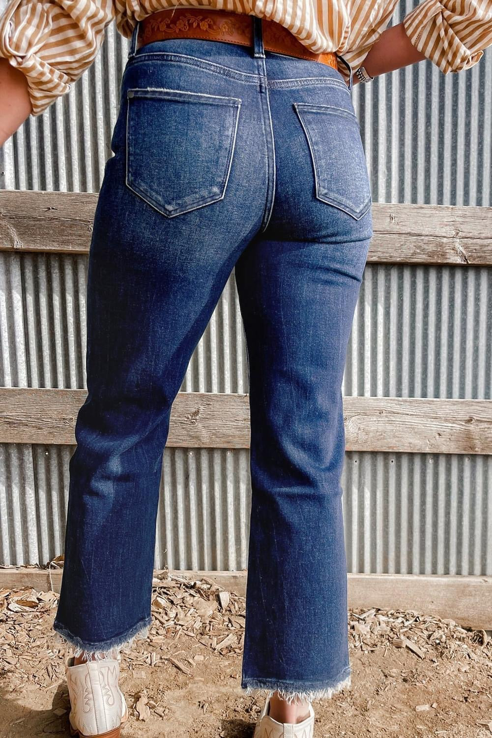 Wash Hem High Waist Flared Jeans