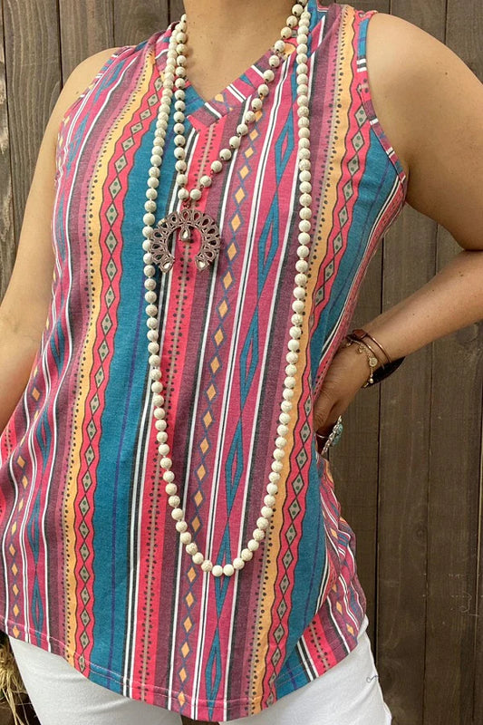 Aztec Striped Top Lady charmonline