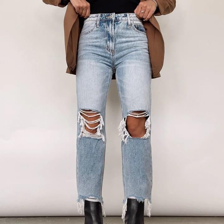 High Waist Straight Leg Jeans