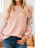 Leopard Textured Knit Sweater Top