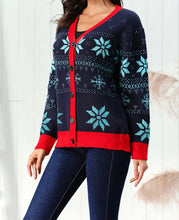 Load image into Gallery viewer, Snowflake Pattern Button Down Cardigan
