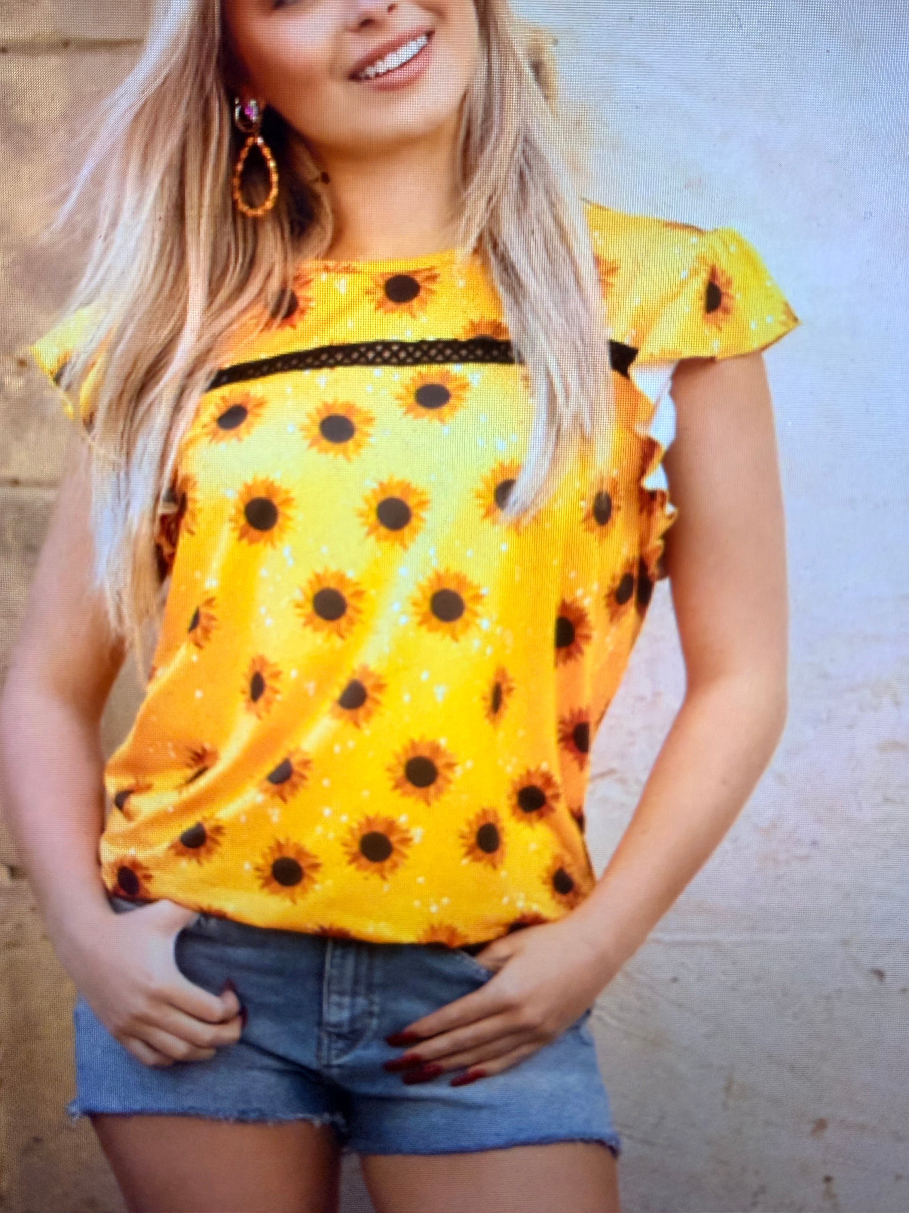 Sunflower Ruffle Top