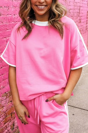 SERENA SACHET PINK STRIPED TEE & PANTS SET **SHIPPING EXPECTED TO BEGIN ON DATE 4/22**