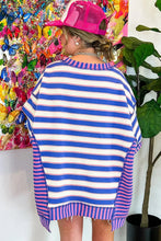 Load image into Gallery viewer, COPACABANA BLUE AND PURPLE STRIPE OVERSIZED TOP
