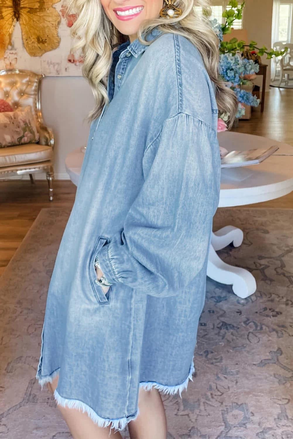 Washed Denim Shirt Dress
