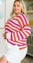 Load image into Gallery viewer, Plus Size Stripe V Neck Sweater Top
