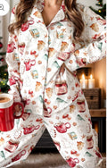Printed Collared Neck Top and Pants Lounge Set