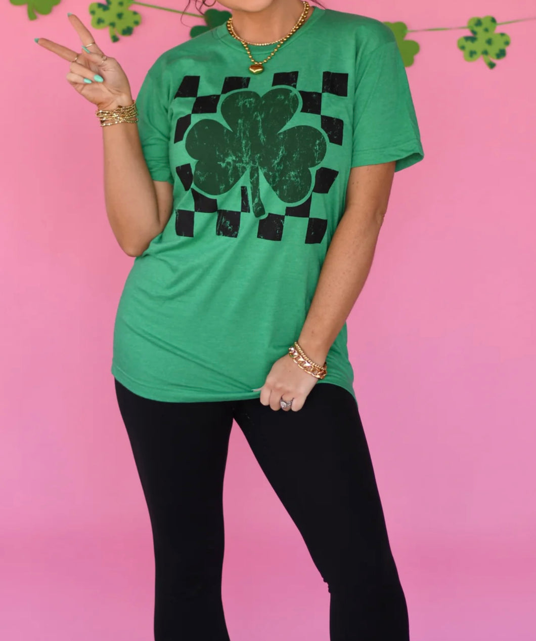 Checkered Shamrock Tee