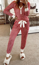 Load image into Gallery viewer, (Pre order/9.10)Stripe Buttoned Top and Knotted Waist Pants Lounge Set
