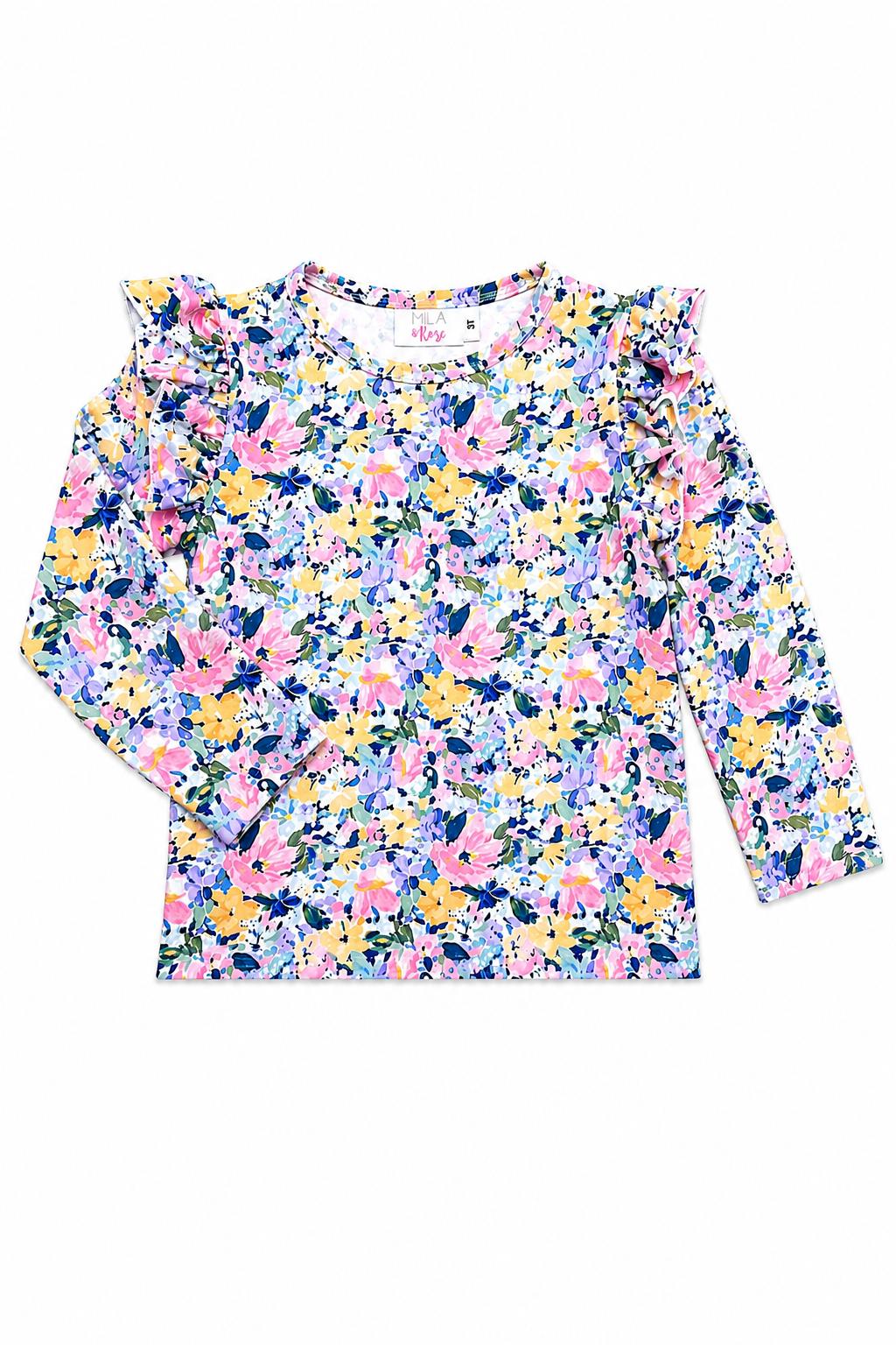 Fall Floral L/S Ruffle Tee Mila & Rose ®