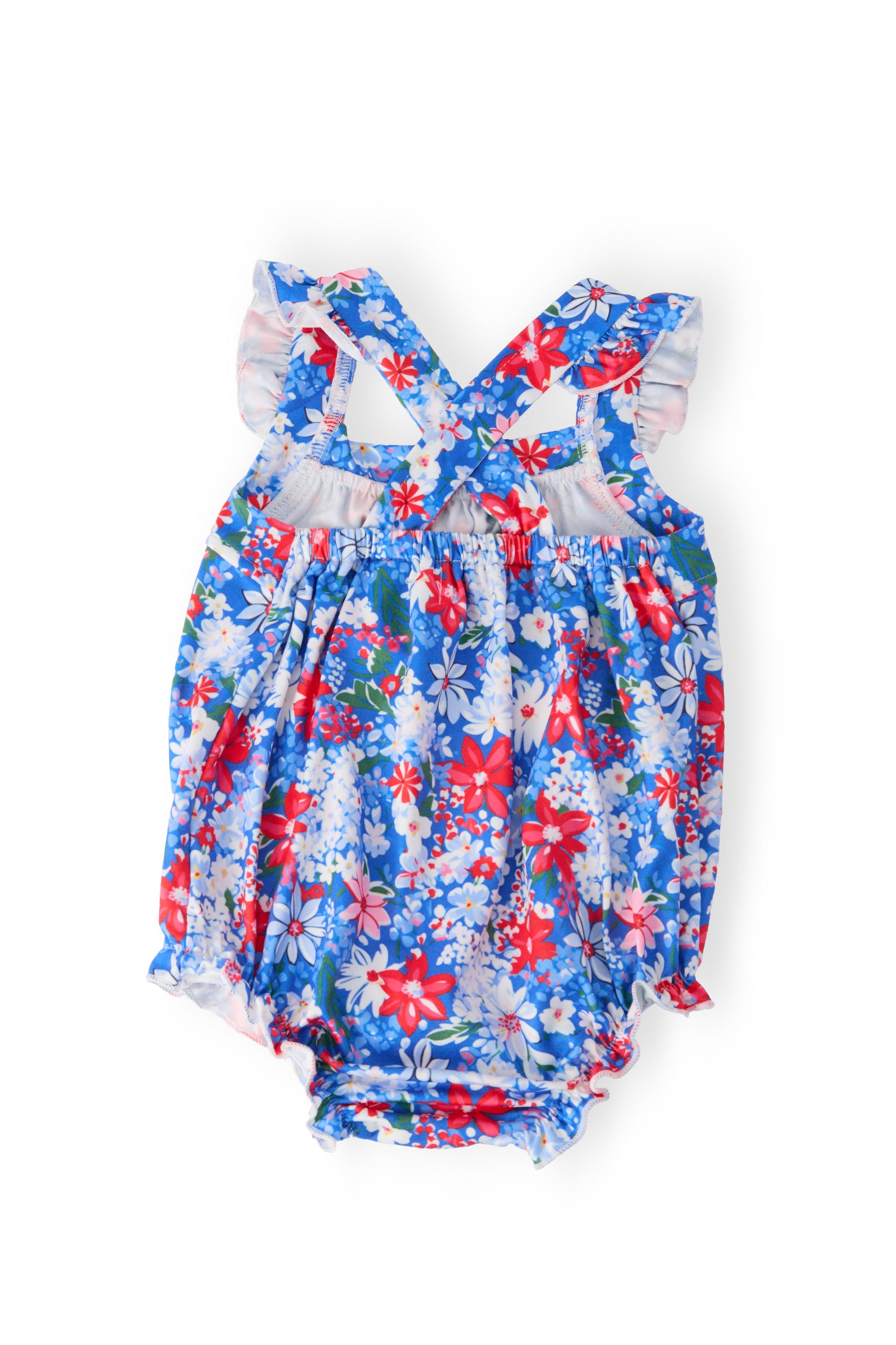 Freedom Flowers Ruffle Cross Back Romper Mila & Rose ®