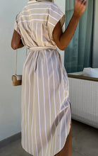 Load image into Gallery viewer, Striped Tie Waist Short Sleeve Dress

