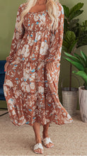 Load image into Gallery viewer, Floral Print Shirred Square Neck High Waist Maxi Dress
